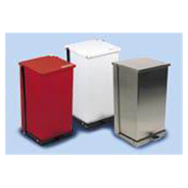 Can Trash Baked Stl 4gal Step-On Pedal Full-Width Hinge Lid White Square Each